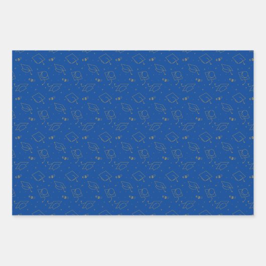Blue Graduation Cap Toss Geschenkpapier Set (Vorderseite 2)