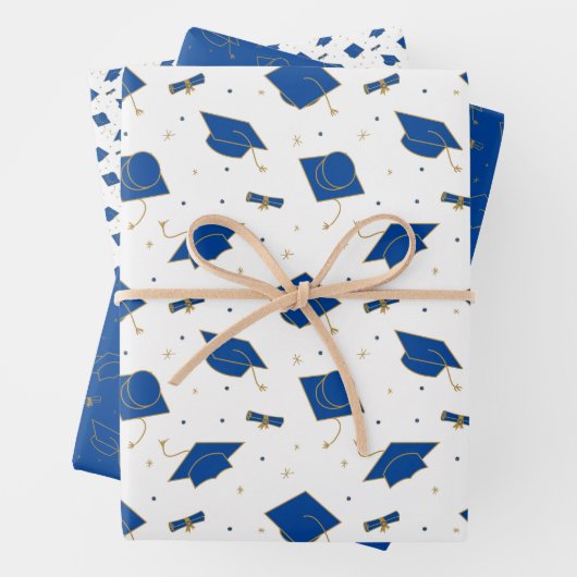 Blue Graduation Cap Toss Geschenkpapier Set (Beispiel)