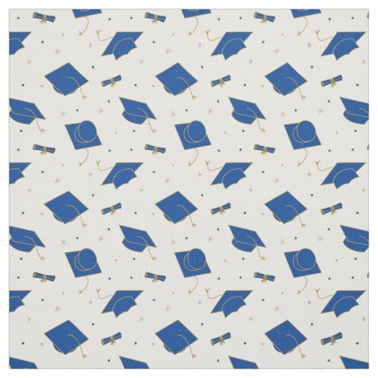 Blue Graduation Cap Toss Stoff (Muster)