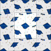 Blue Graduation Cap Toss Stoff (Kachel)