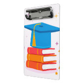 Blue Graduation Cap with Books Mini Klemmbrett (Gewinkelt2)