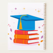 Blue Graduation Cap with Books Planer (Rückseite)