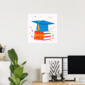Blue Graduation Cap with Books Poster (Heimbüro)