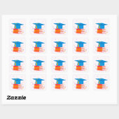 Blue Graduation Cap with Books Quadratischer Aufkleber (Blatt)