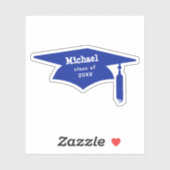 Blue Graduation Cap with Tassel - Name/Klasse Aufkleber (Blatt)