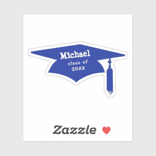 Blue Graduation Cap with Tassel - Name/Klasse Aufkleber (Blatt)