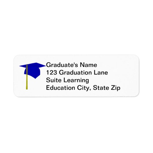 Blue Graduation Cap, Yellow Tassel Address Labels (Vorne)