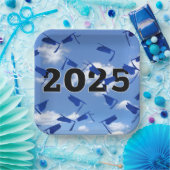 Blue Graduation Caps 2025 in Sky Pappteller (Party)