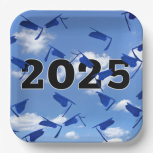 Blue Graduation Caps 2025 in Sky Pappteller