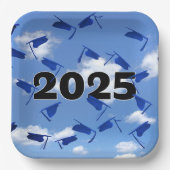 Blue Graduation Caps 2025 in Sky Pappteller (Vorderseite)