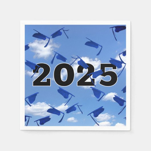Blue Graduation Caps 2025 in Sky Serviette (Vorderseite)