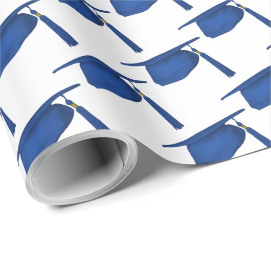 Blue Graduation Caps Geschenkpapier (Rolleneckpunkt)
