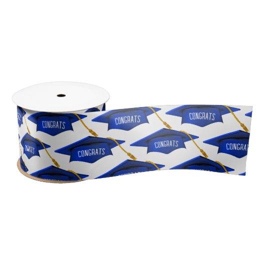 Blue Graduation Caps mit Glückwunsch Text Satinband (Spule)