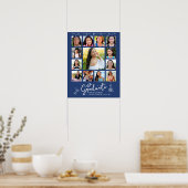 Blue Graduation K–12 Photo Collage White Doodles Poster (Küche)