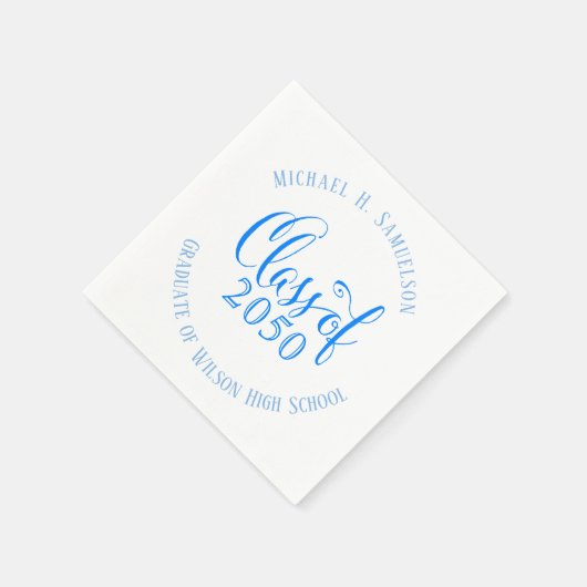 Blue Graduation Party Classic Custom Serviette (Ecke)