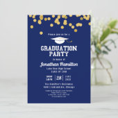 Blue Graduation Party Confetti Einladung (Stehend Vorderseite)