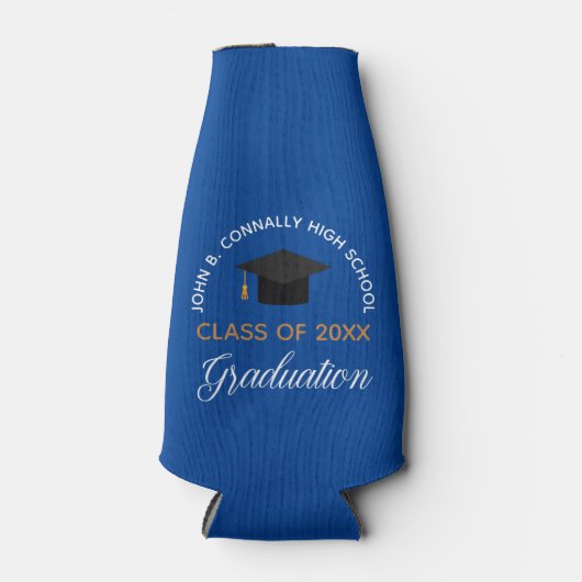 Blue Graduation Party Custom School Class of 2023 Flaschenkühler (Vorderseite)