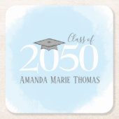 Blue Graduation Party Moderne Custom Rechteckiger Pappuntersetzer (Vorderseite)