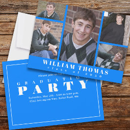 Blue Graduation Party Multi Foto Template Einladung