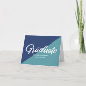 Blue Graduation Retro Bold Script Cap Icon Minimal Dankeskarte (Vorderseite)