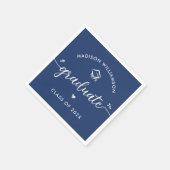 Blue Graduation Script Hearts Cap Icon Modern Fun Serviette (Ecke)