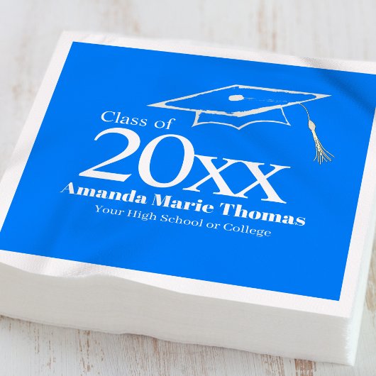 Blue Graduation Script Name Class Year Design  Serviette