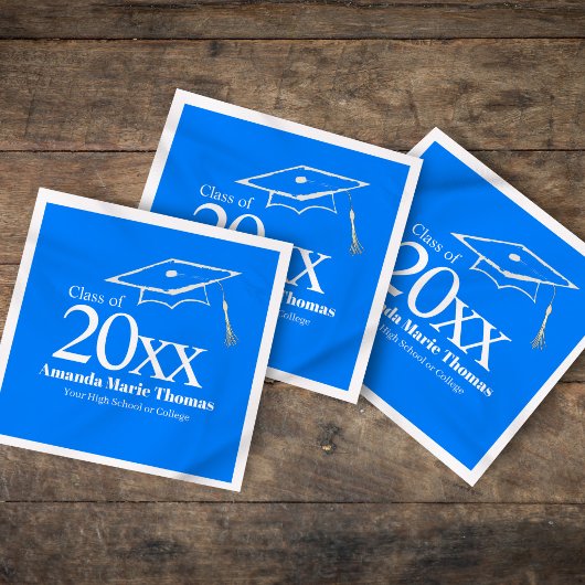 Blue Graduation Script Name Class Year Design  Serviette