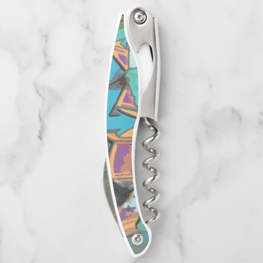 Blue Graffiti Design Corkschraube Kellnermesser (Rückseite)