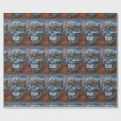 Blue Graffiti Skull Geschenkpapier (Flach)