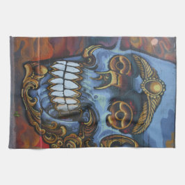 Blue Graffiti Skull Handtuch