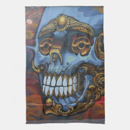 Blue Graffiti Skull Handtuch