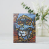 Blue Graffiti Skull Postkarte (Stehend Vorderseite)