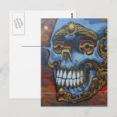 Blue Graffiti Skull Postkarte (Vorne/Hinten)