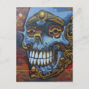Blue Graffiti Skull Postkarte