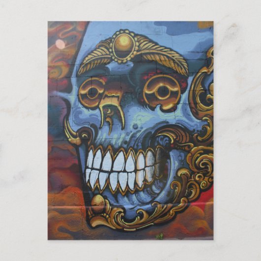 Blue Graffiti Skull Postkarte (Vorderseite)