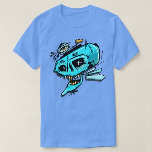 Blue Graffiti Skull T-Shirt (Design vorne)