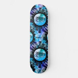 Blue Grafitti Swag Illustration mit Popping Eyes Skateboard