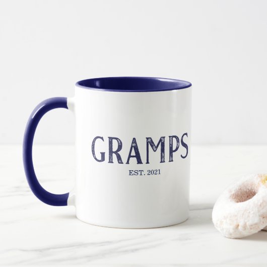 Blue Gramps Jahr etabliert Tasse (Mit Donut)
