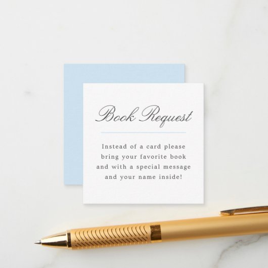Blue Grand Millennium Book Request Baby Showdusche Begleitkarte (Vorderseite/Rückseite Beispiel)