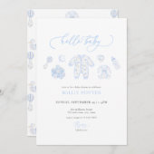 Blue Grandmillenial Baby Shower Einladung (Vorne/Hinten)