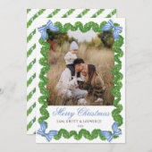 Blue Grandmillennial Family Photo Christmas Card Einladung (Vorne/Hinten)