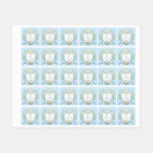 Blue Grandmillennial Puppy Monogram Ribbon-Wappen Etiketten (Blatt)