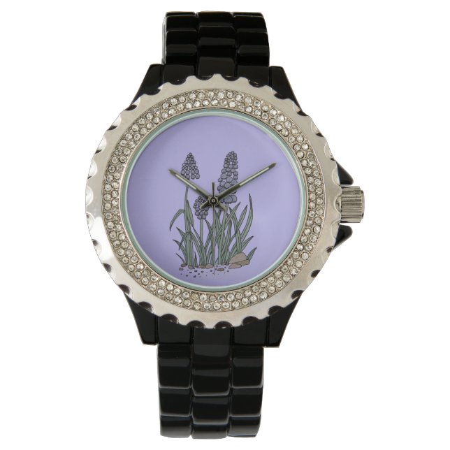Blue Grape Hyacinth Watch Armbanduhr (Vorderseite)