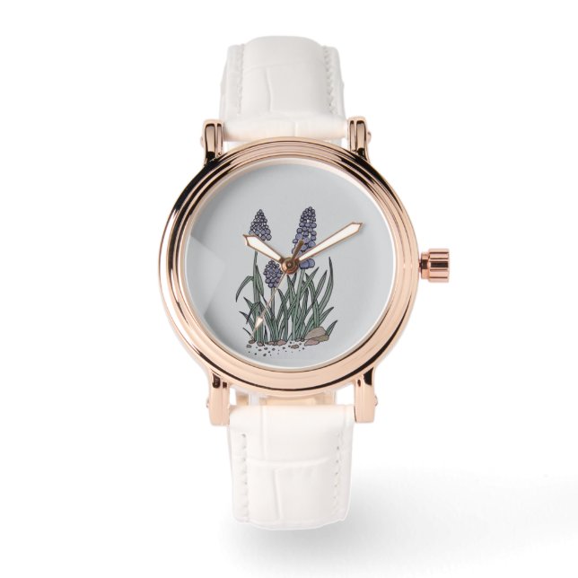 Blue Grape Hyacinth Watch Armbanduhr (Vorderseite)
