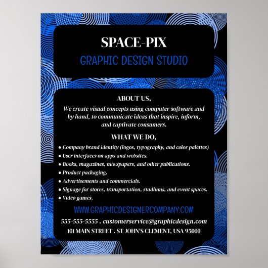 Blue Graphic Circles, Grafik-Designer-Werbung Poster (Vorne)