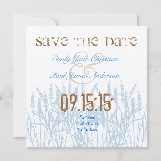 Blue Grass Bright Blue Schriftart Save the Date (Vorderseite)