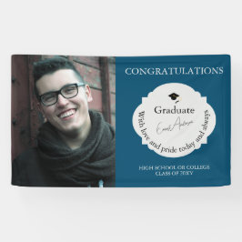Blue Gratulationen Graduate Foto Abschluss Banner