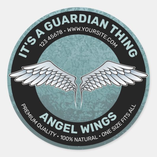 Blue - Grau-Wings-Label Runder Aufkleber (Vorderseite)