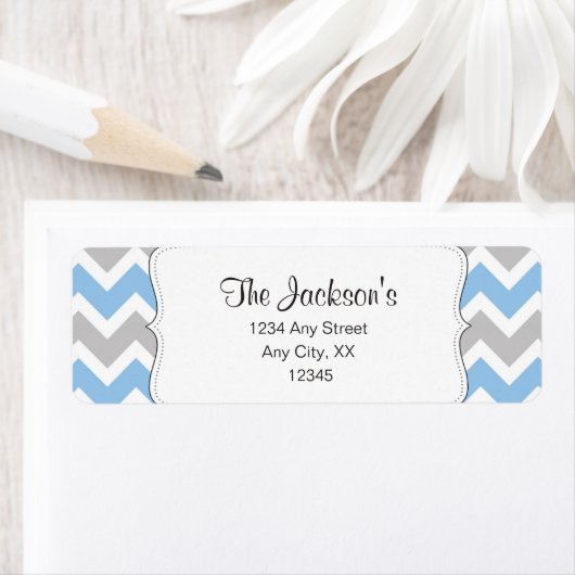 Blue Grau Zickzack Rücksendeadresse oder Duschvorz (Insitu)