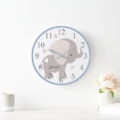 Blue Graue Elephant Kinderzimmer Wall Clock Große Wanduhr (Zuhause)